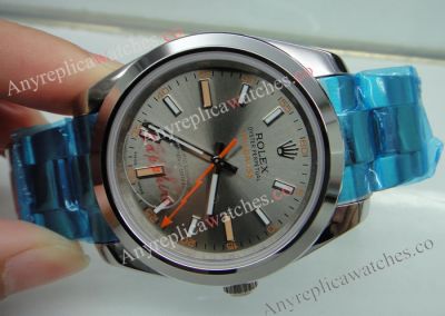 Replica Rolex Milgauss Stainless Steel Gray Face Watch 40mm